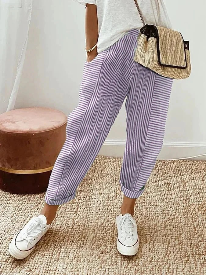 Vic | Striped Cotton Trousers